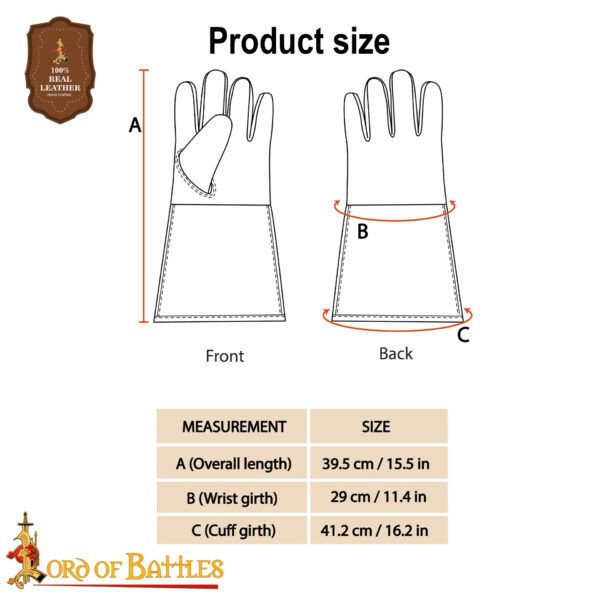 Suede Leather Swordsman's Gauntlets - Brown - Image 3