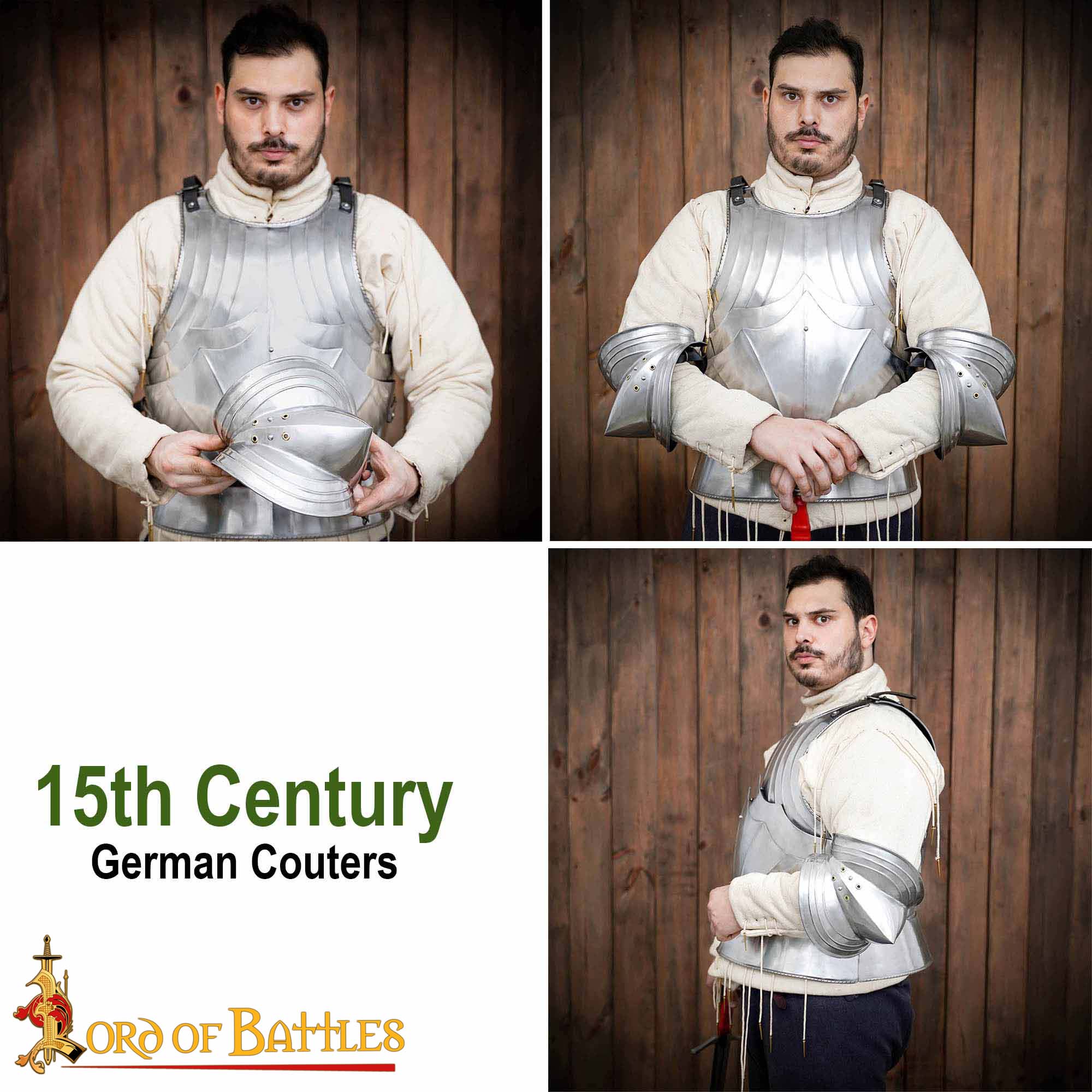 15th Century Gothic Steel Pauldrons Medieval Shoulder Armor Plates-9351P 6