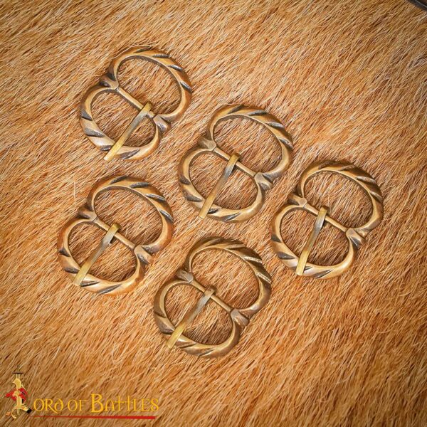 Medieval Brass Round Small Buckle Set of 5 - Image 8