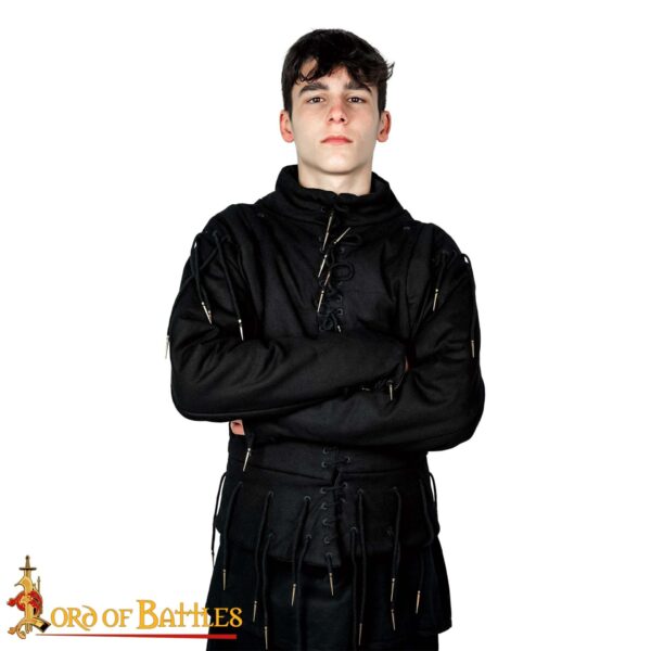 15th Century Black Arming Doublet Canvas Cotton - Image 4