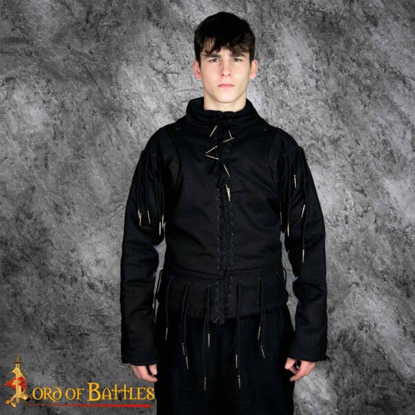 15th Century Black Arming Doublet Canvas Cotton