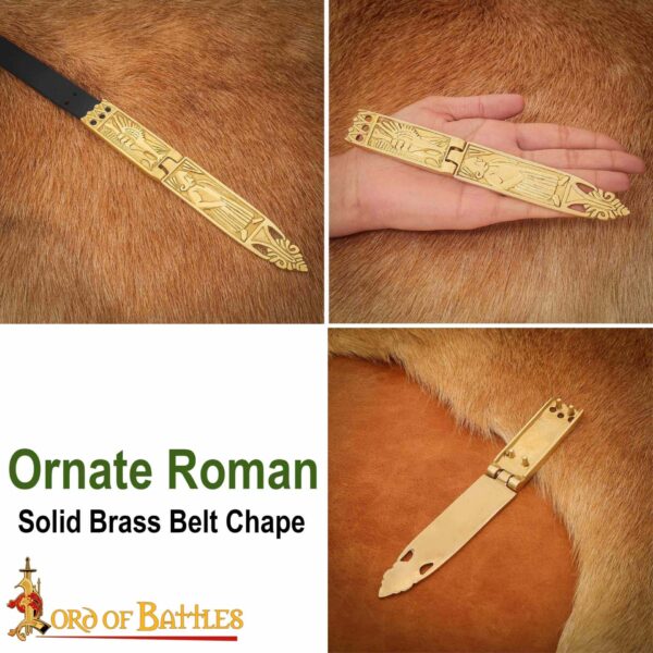 Ornate Roman Pure Solid Brass Belt End Chape - Image 8