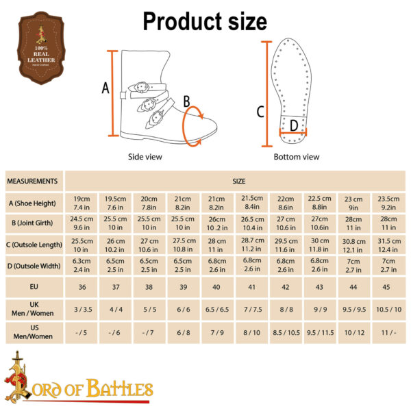 Medieval Triple-Buckle Leather Boots – Artisan-Crafted 15th Century Style Footwear - Image 3
