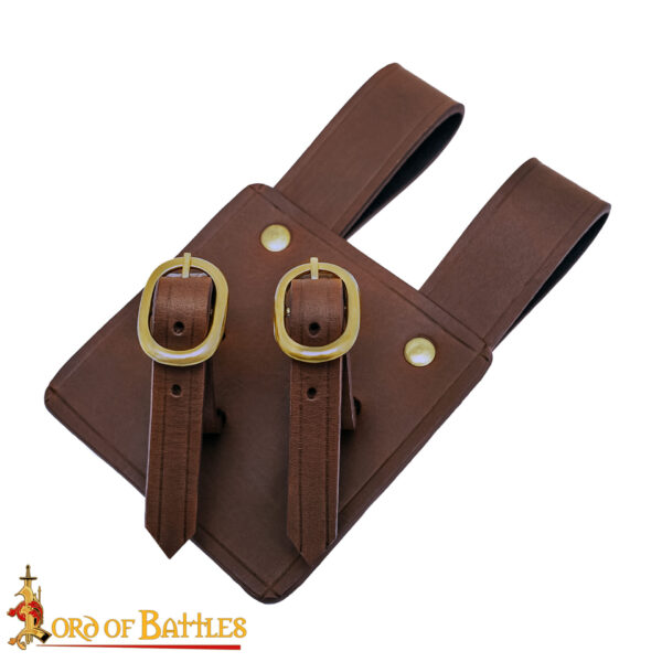 Cross-Draw Leather Sword Frog with Brass Buckles – Adjustable Holder for Medieval Blades - Image 29