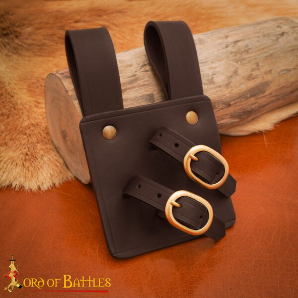 Cross-Draw Leather Sword Frog with Brass Buckles – Adjustable Holder for Medieval Blades - Image 23