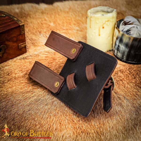 Cross-Draw Leather Sword Frog with Brass Buckles – Adjustable Holder for Medieval Blades - Image 24
