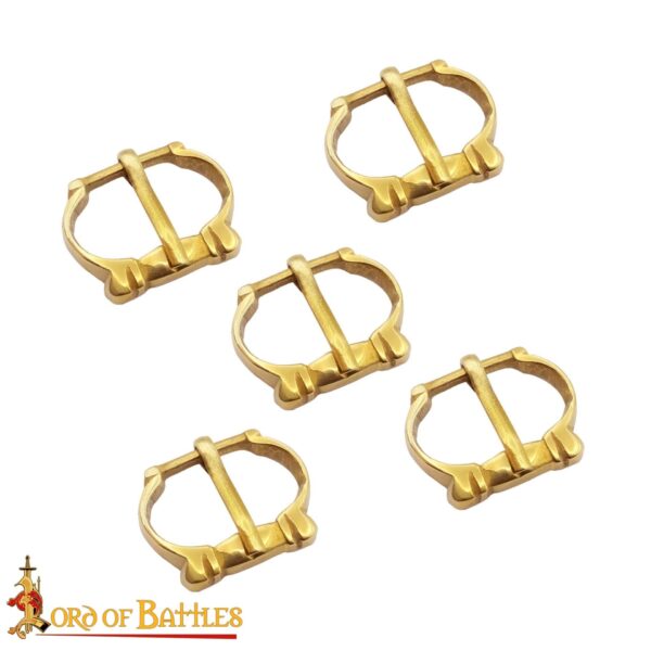 Medieval Pure Solid Brass Buckle Set of 5 Functional Accessory - Image 4
