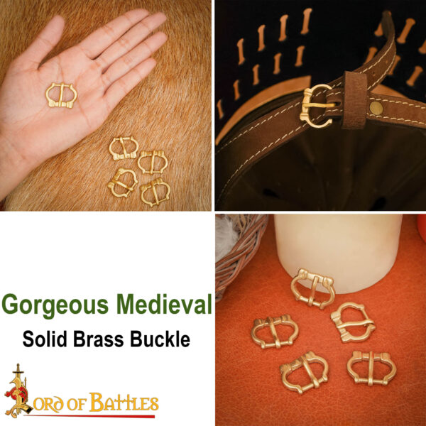 Medieval Pure Solid Brass Buckle Set of 5 Functional Accessory - Image 7