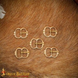Set of 5 Medieval Brass Belt Buckles – Small Decorative Strap Fasteners for Historical Clothing and Leathercraft , 1 cm Straps