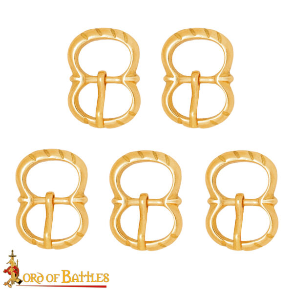 Medieval Brass Round Small Buckle Set of 5 - Image 4