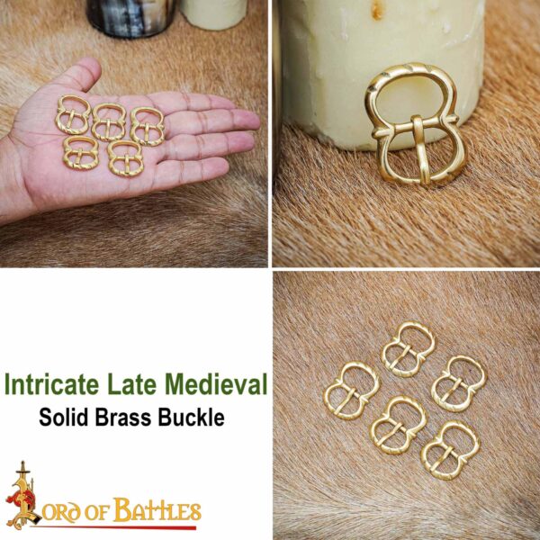 Medieval Brass Round Small Buckle Set of 5 - Image 7