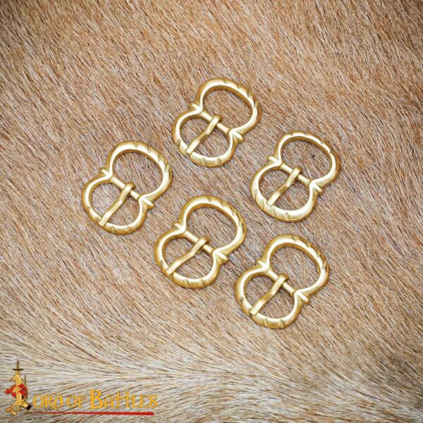 Medieval Brass Round Small Buckle Set of 5