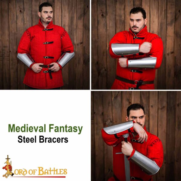Medieval Fantasy Steel Bracers Knightly Arm Armor - Image 8