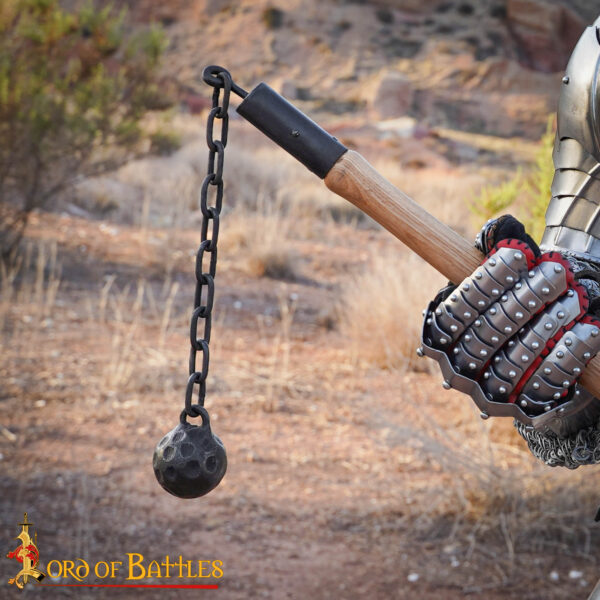 15th Century Solid Hardwood Medieval Flail with Chain and Spiked Ball 25327 Ash 4