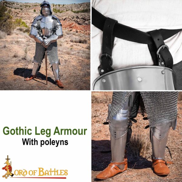 15th century Gothic Knight Leg Armor - Image 9