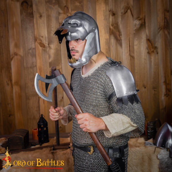 Medieval Spaulders with elegant Leather edges - Image 7
