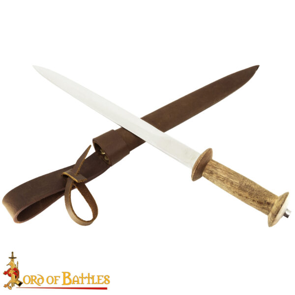 Medieval Rondell Dagger With Genuine Leather Scabbard - Image 4