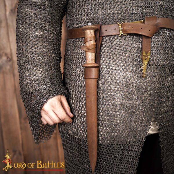 Medieval Rondell Dagger With Genuine Leather Scabbard - Image 6