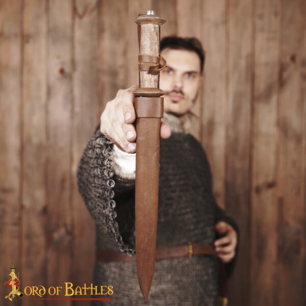Medieval Rondell Dagger With Genuine Leather Scabbard - Image 7