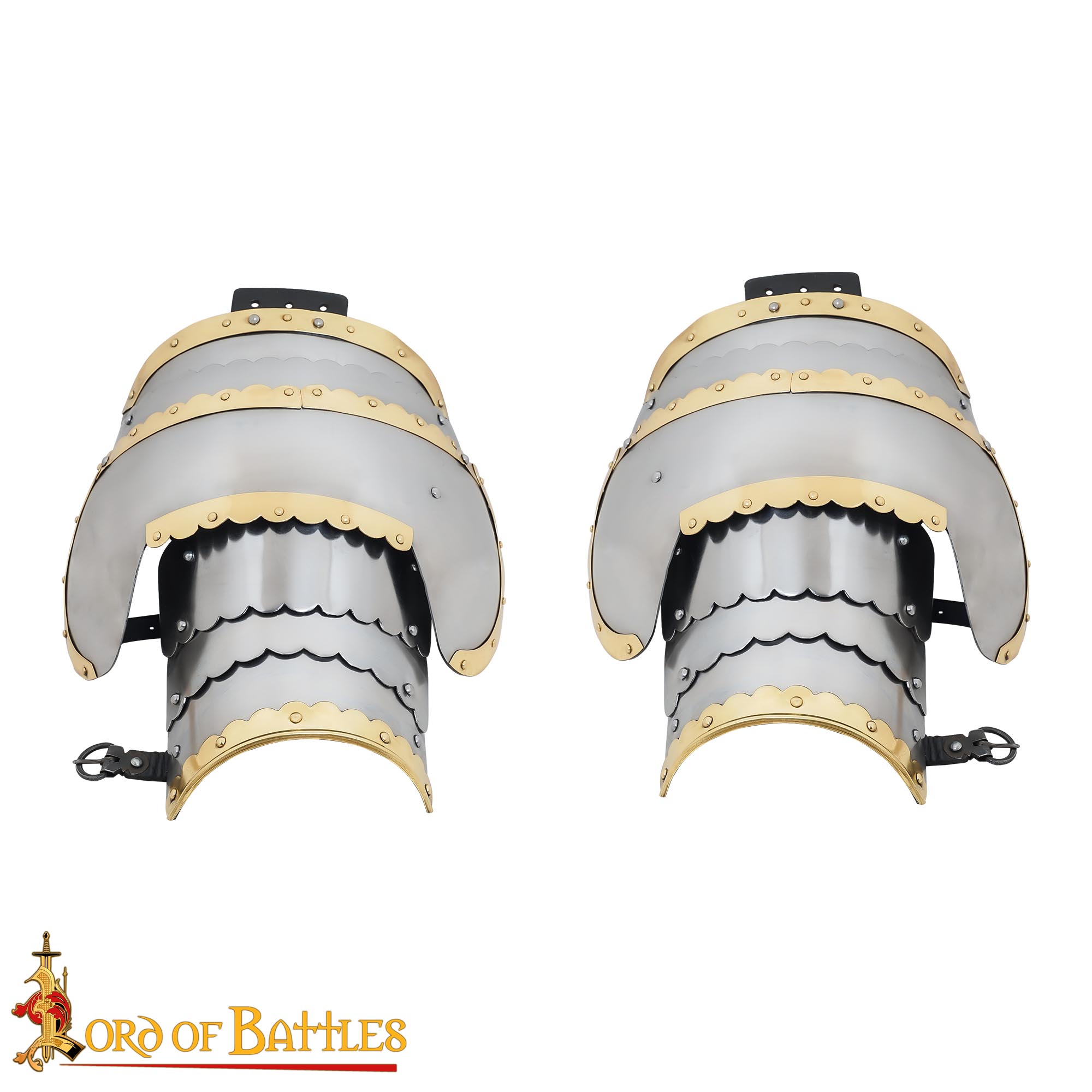 15th Century Steel and Brass Pauldrons – Gothic Shoulder Armor-25612P 3