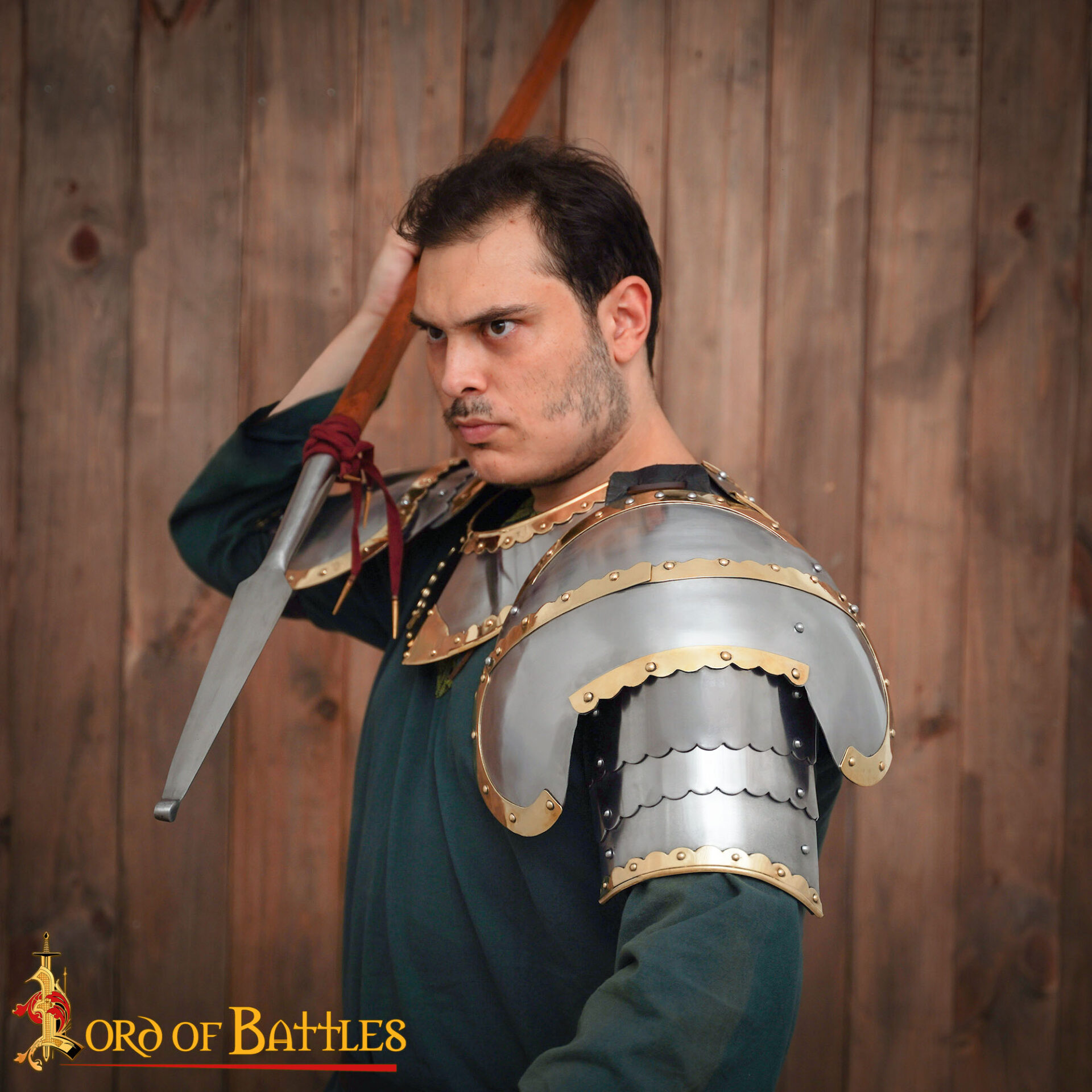 15th Century Steel and Brass Pauldrons – Gothic Shoulder Armor-25612P 4