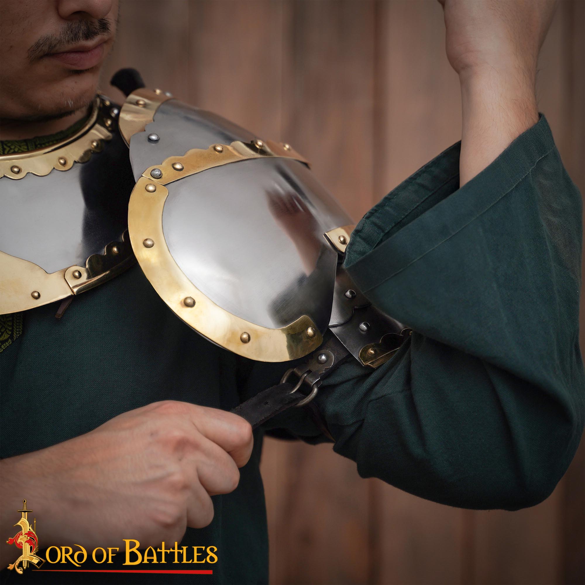 15th Century Steel and Brass Pauldrons – Gothic Shoulder Armor-25612P 5