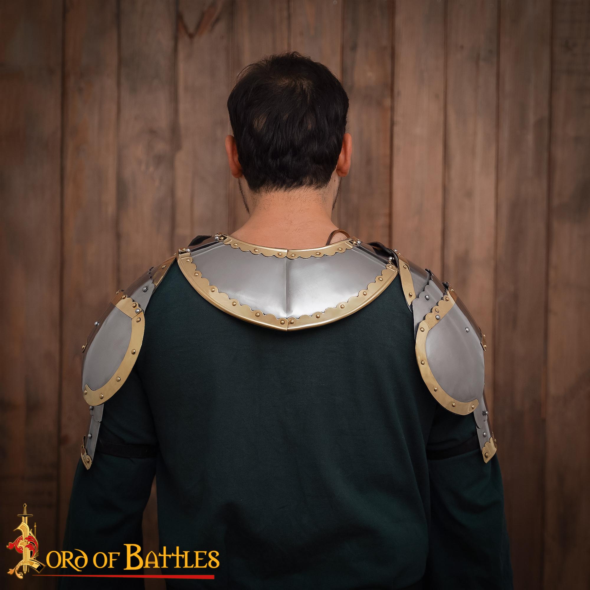 15th Century Steel and Brass Pauldrons – Gothic Shoulder Armor-25612P 6