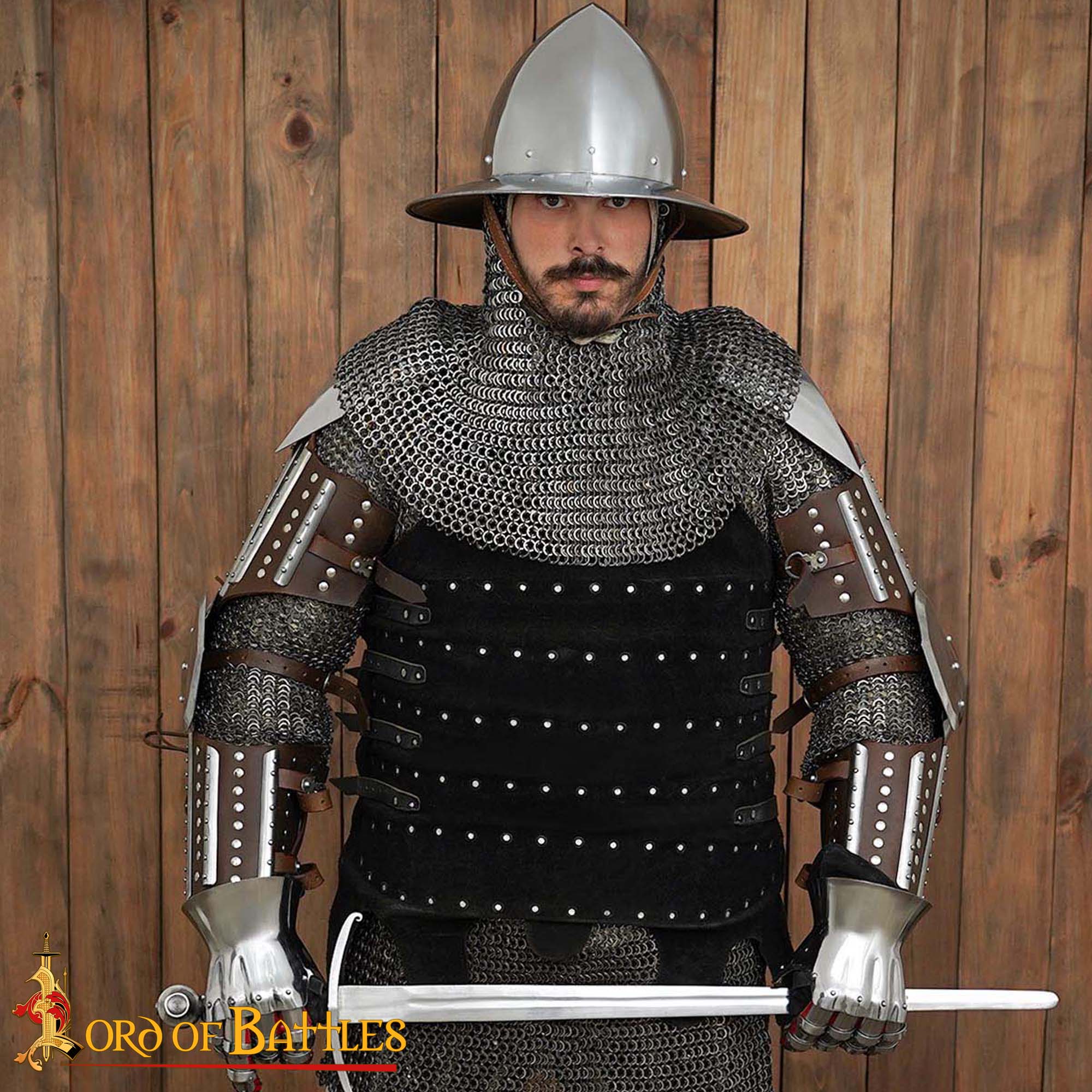 15th Century Steel and Leather Arm Armor-25407CBR 1