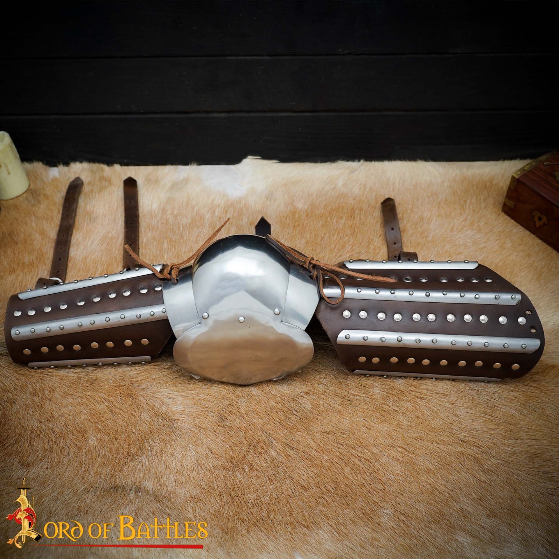 15th Century Steel and Leather Arm Armor-25407CBR