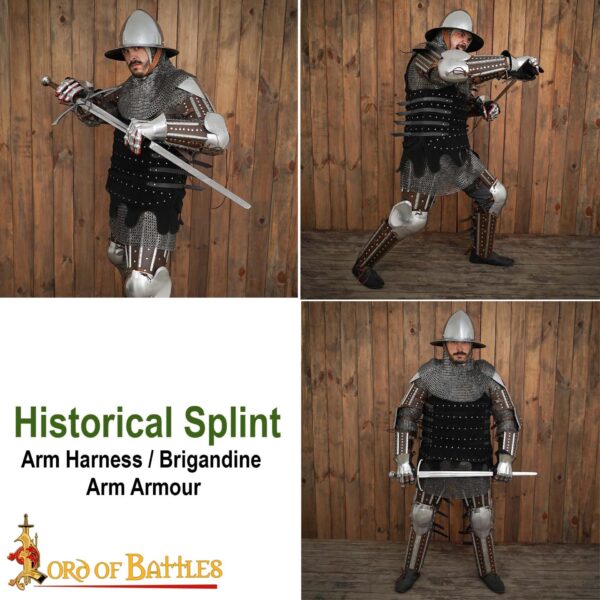 Late Medieval Splint Arm Harness / Brigandine Arm Armour - Image 7