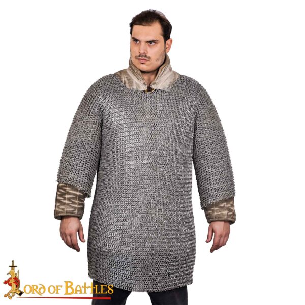 Round Ring Chainmail Medieval Half Sleeves Shirt Haubergeon, Riveted and Alternating, ID 10 mm, Aluminium - Image 9