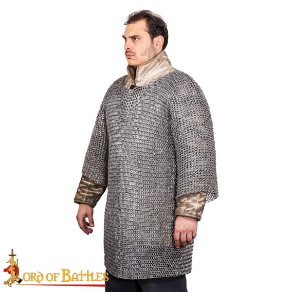Round Ring Chainmail Medieval Half Sleeves Shirt Haubergeon, Riveted and Alternating, ID 10 mm, Aluminium - Image 8