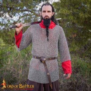 Round Ring Chainmail Medieval Half Sleeves Shirt Haubergeon, Riveted and Alternating, ID 10 mm, Aluminium