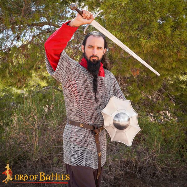 Round Ring Chainmail Medieval Half Sleeves Shirt Haubergeon, Riveted and Alternating, ID 10 mm, Aluminium - Image 2