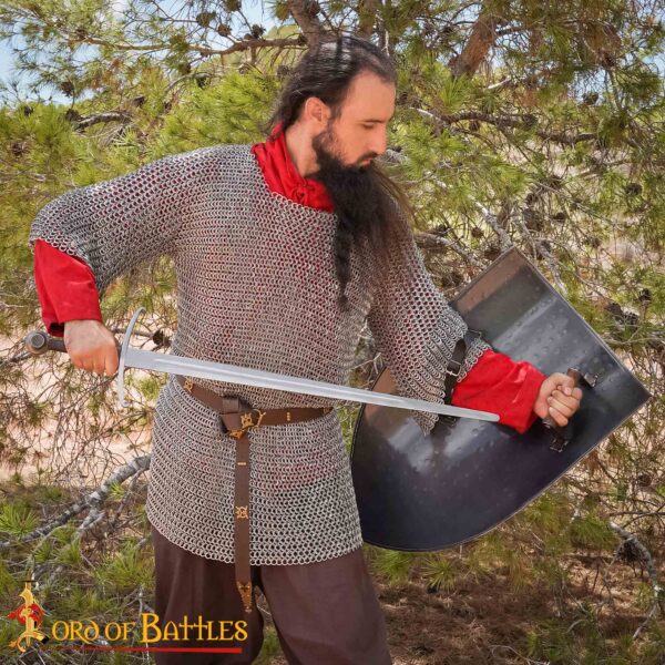 Round Ring Chainmail Medieval Half Sleeves Shirt Haubergeon, Riveted and Alternating, ID 10 mm, Aluminium - Image 5