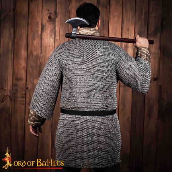 Round Ring Chainmail Medieval Half Sleeves Shirt Haubergeon, Riveted and Alternating, ID 10 mm, Aluminium - Image 6