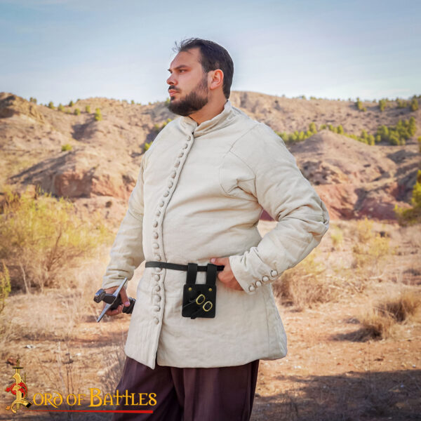 Cross-Draw Leather Sword Frog with Brass Buckles – Adjustable Holder for Medieval Blades - Image 11