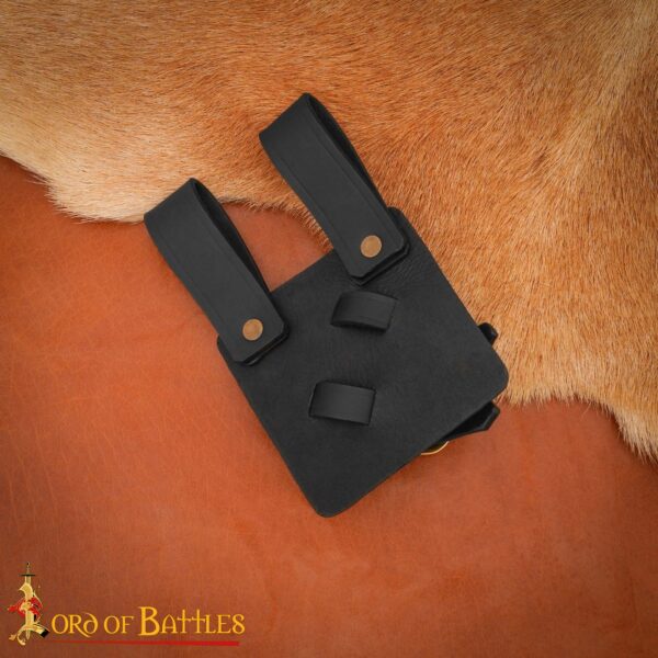 Cross-Draw Leather Sword Frog with Brass Buckles – Adjustable Holder for Medieval Blades - Image 13
