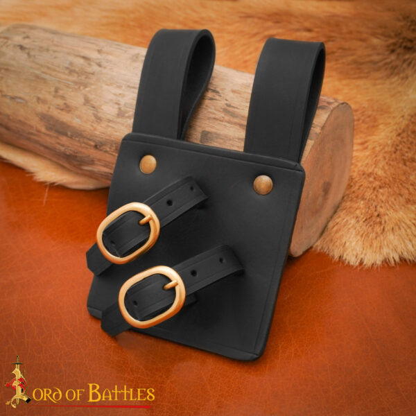Cross-Draw Leather Sword Frog with Brass Buckles – Adjustable Holder for Medieval Blades - Image 9