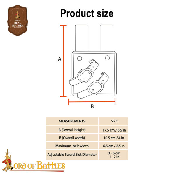 Cross-Draw Leather Sword Frog with Brass Buckles – Adjustable Holder for Medieval Blades - Image 16