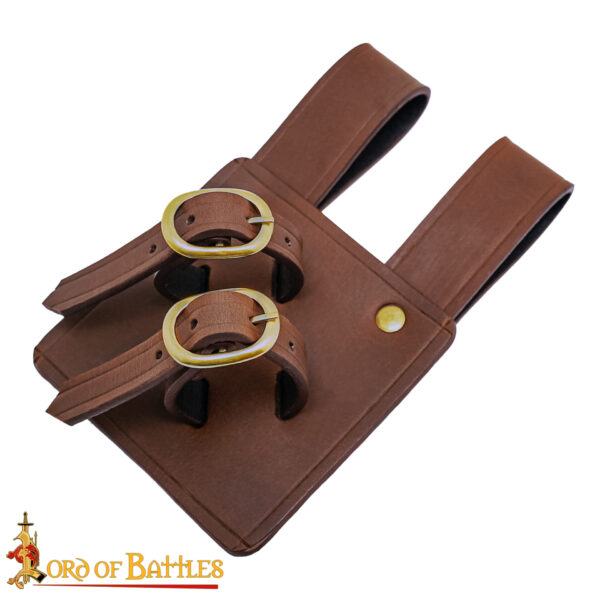 Cross-Draw Leather Sword Frog with Brass Buckles – Adjustable Holder for Medieval Blades - Image 17