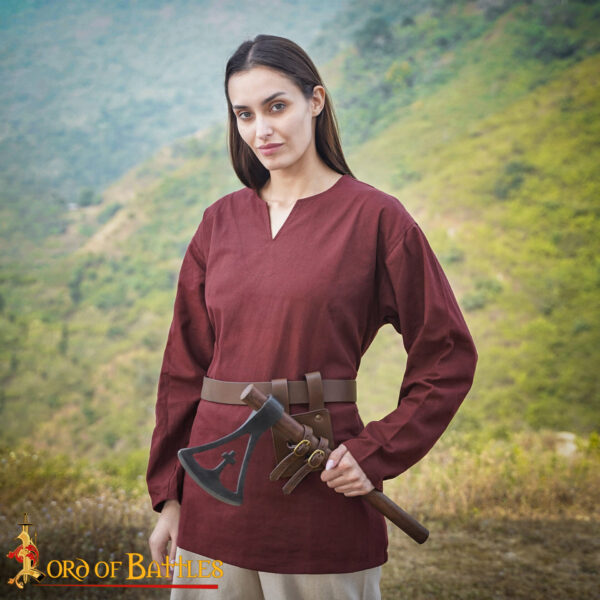 Cross-Draw Leather Sword Frog with Brass Buckles – Adjustable Holder for Medieval Blades - Image 21