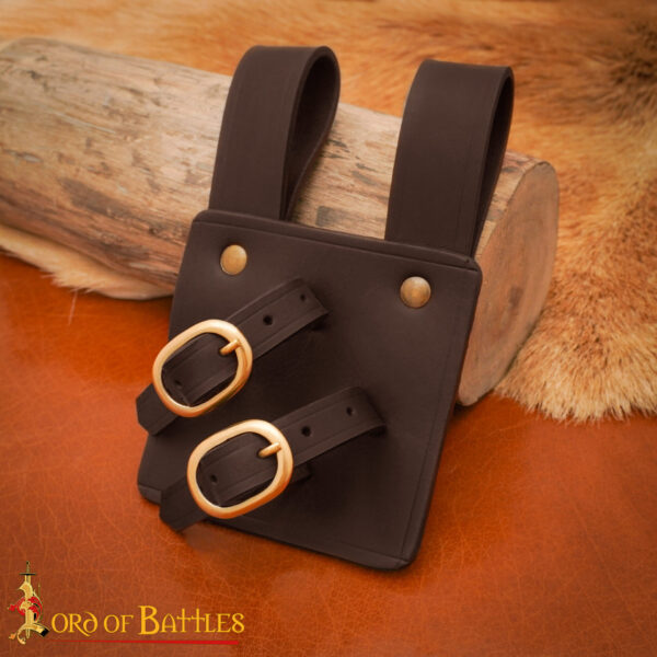 Cross-Draw Leather Sword Frog with Brass Buckles – Adjustable Holder for Medieval Blades - Image 15