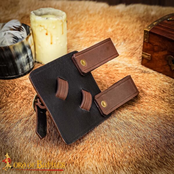 Cross-Draw Leather Sword Frog with Brass Buckles – Adjustable Holder for Medieval Blades - Image 19