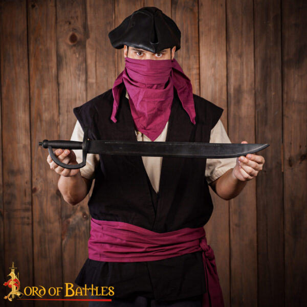 Wooden Caribbean Pirate Cutlass Sword Prop Black - Image 5