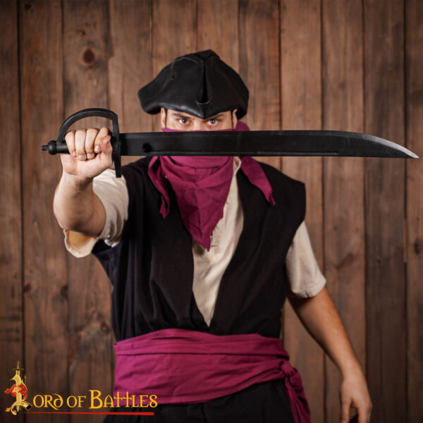 Wooden Caribbean Pirate Cutlass Sword Prop Black - Image 7