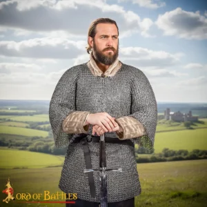 Medieval Chainmail 9mm Flat Rings Dome Riveted Alternating Solid Rings Haubergeon 17 Gauge