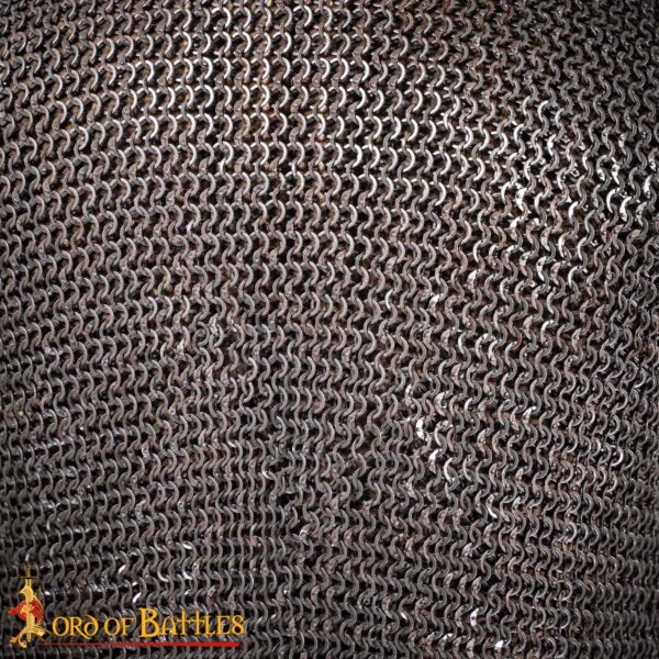 Flat Ring Chainmail Medieval Half Sleeves Shirt Haubergeon, Riveted and Alternating, 9 mm 17 gauge, Mild Steel - Image 7