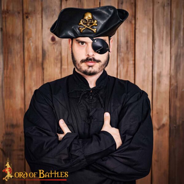 Classic Medieval Fantasy or Renaissance Pirate Shirt Handmade Light Cotton, White and Black - Image 2