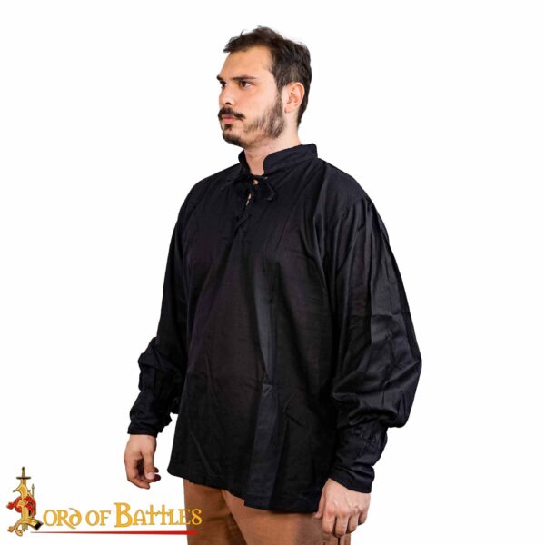 Classic Medieval Fantasy or Renaissance Pirate Shirt Handmade Light Cotton, White and Black - Image 4
